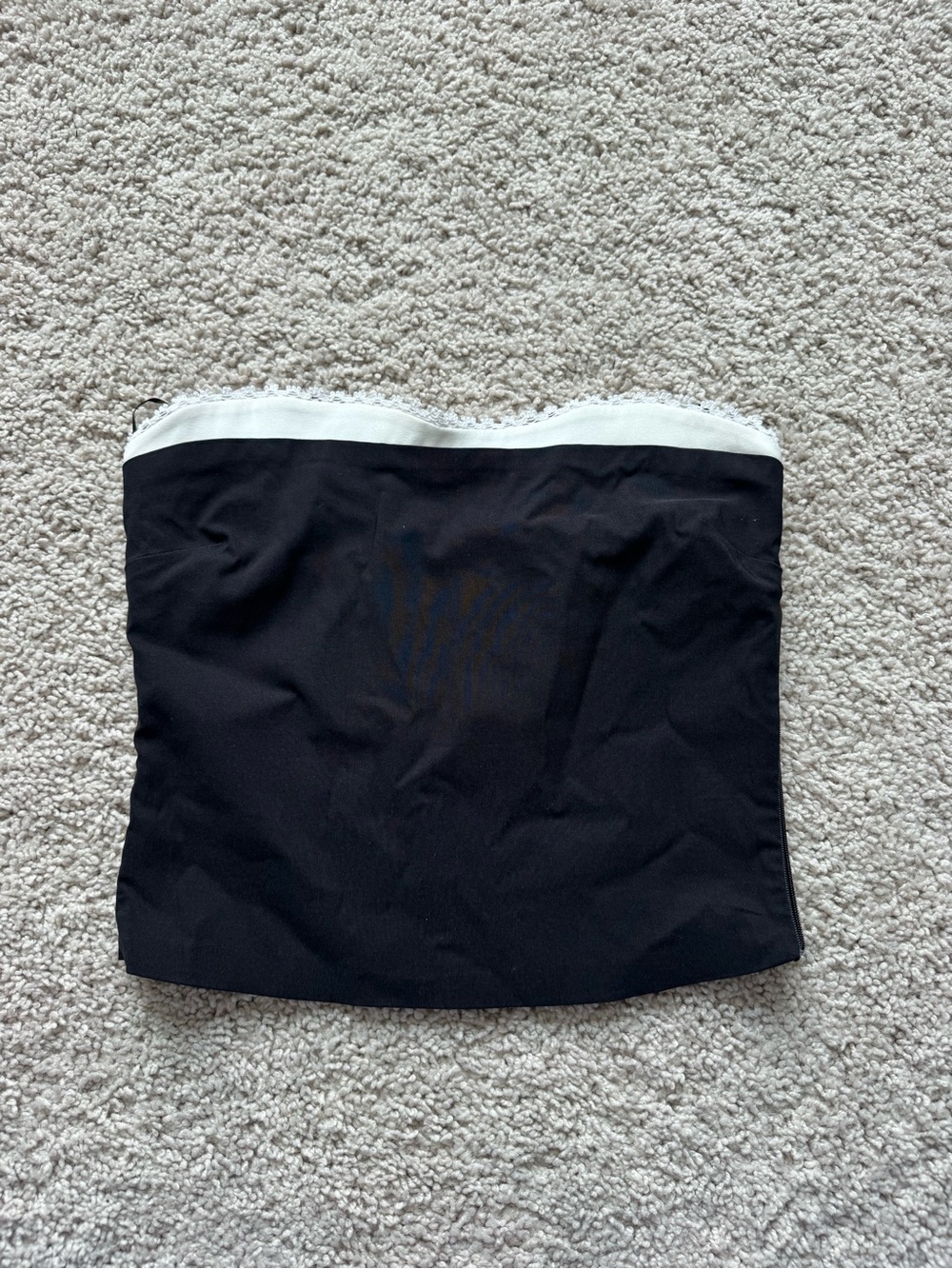 Zara Black Strapless Tube Top with White Trim